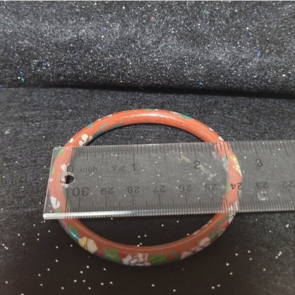 Vintage Cloisonne floral bangle bracelet - Picture 4 of 4